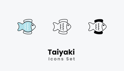 Taiyaki  Icons thin line and glyph vector icon stock illustration
