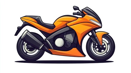 Obraz premium Orange Sportbike Illustration, Side View, Studio Shot