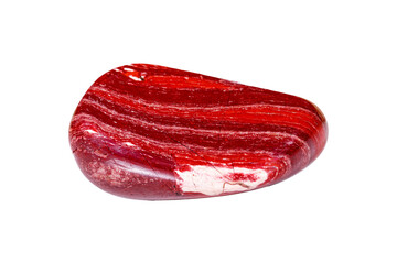 Red jasper stone on a white background close up