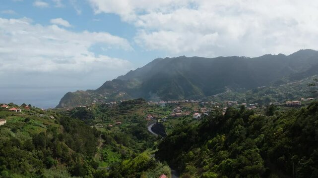Picturesque scenery at Porto da Cruz Madeira Portugal Aerial Drone