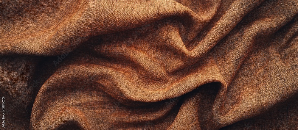 Leinwandbilder warm brown textured fabric with soft folds and creases in varying shades of brown, creating depth an