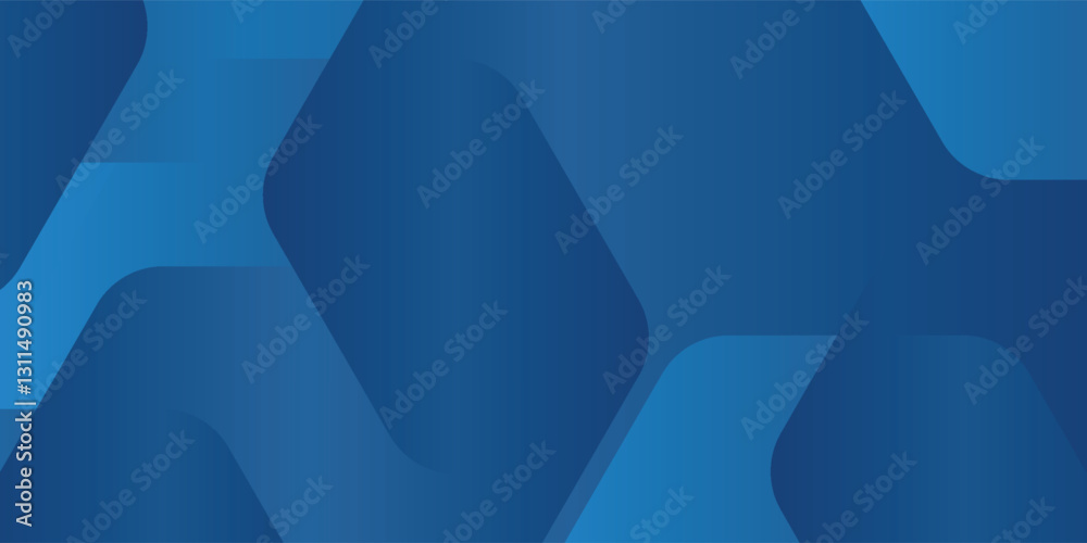 Wall mural modern abstract blue background with glowing geometric lines. blue gradient hexagon shape design. ve