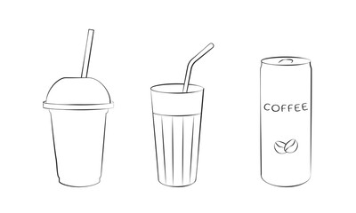 Cold coffee. Coffee with a straw.
