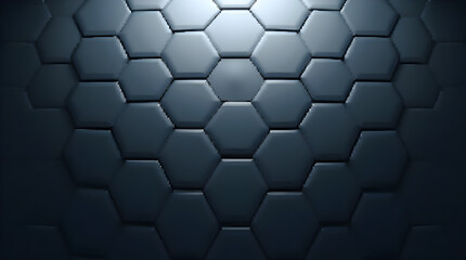 3D Rendered Dark Blue Hexagon Tiles Texture Spotlight Background