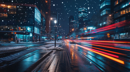 Obraz premium City photography with northern lights, night photography, arctic circle . 