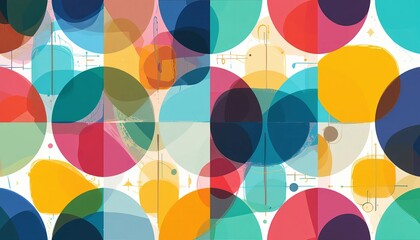 A Vibrant Celebration Of Unity And Diversity, Shown Through Overlapping Translucent Circles In Joyful Hues And Subtle Lines