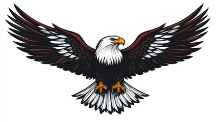 Obraz premium Majestic bald eagle in flight, vector illustration, for use in designs, background art