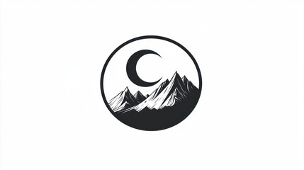 Crescent moon over mountains; nature, landscape design