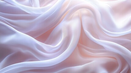 Obraz premium Soft Pink and White Silk Fabric Draped Background Texture