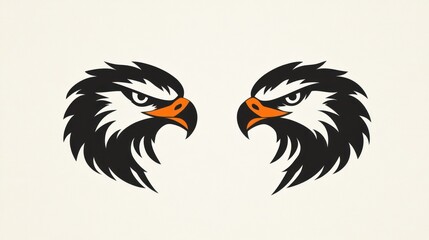 Obraz premium Two eagle heads facing opposite directions