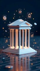 A futuristic digital banking concept featuring an automated financial platform emerging with a sleek interface, symbolizing modern loan processing and financial transactions.
