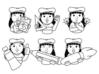 Obraz premium man artist cartoon character line art 