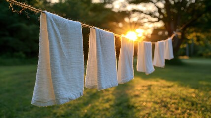 Fresh Towels Drying Sunset Woods