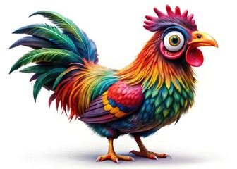 Fototapeta premium Funny poultry silhouette: bulging eyes steal the show against a pristine white backdrop.