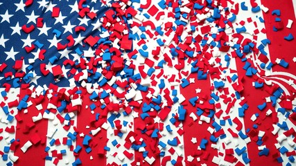 Obraz premium Festive Celebration Confetti on American Flag