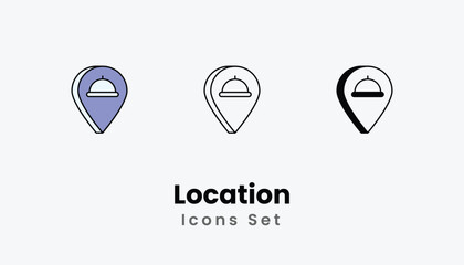 Location Icons thin line and glyph vector icon stock illustration