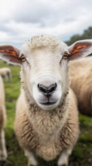 Obraz premium Sheep affected by virus in green pasture landscape Generative AI