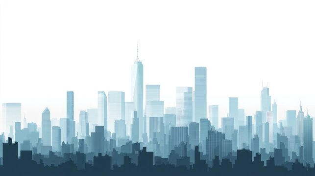 Cityscape skyline, urban landscape, morning mist, buildings, website banner