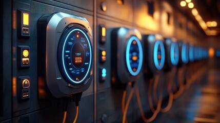 Futuristic Charging Stations in Server Room