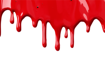 CMYK or red , pink, yellow, blue, black and red stroke of paint pouring from can isolated on png transparent background	