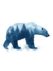 Watercolour Painting of a Polar Bear with Trees on Its Body