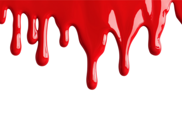 CMYK or red , pink, yellow, blue, black and red stroke of paint pouring from can isolated on png transparent background	