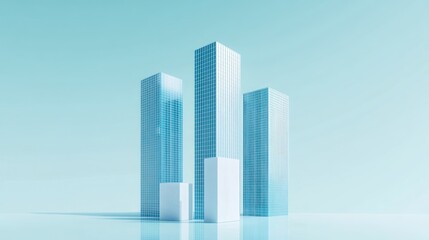 Minimalist city skyline, buildings, blue, reflection, growth, architecture, urban, background, website design