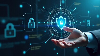 Fototapeta premium Securing data with cybersecurity tools