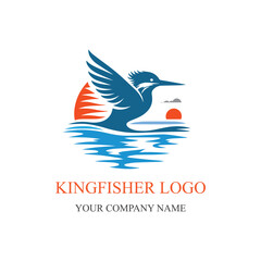 Colorful vibrant kingfisher logo design.