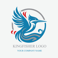 Colorful vibrant kingfisher logo design.