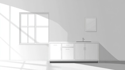 Minimalist kitchen sunlight design interior