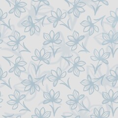 Abstract floral seamless pattern in pastel blue tones. Light elegant background for textiles, packaging, wallpaper and decoration.