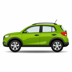 Fototapeta premium Simple green car outline icon isolated on a clean white background for eco-friendly and transportation themes