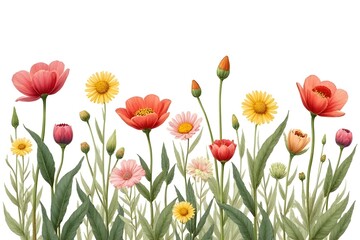 Obraz premium Beautiful Watercolor Floral Arrangement with Various Flowers and Foliage