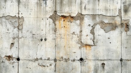 Weathered Grey Concrete Wall Texture with Rusty Stains