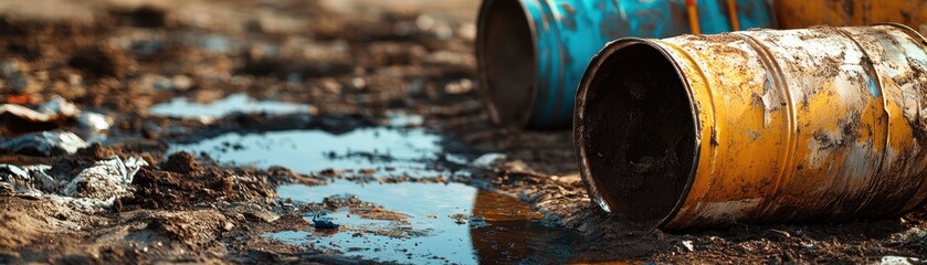 Close-Up of Hazardous Chemical Waste: A Stark Reminder of Environmental Risks and Safety Concerns.