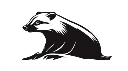 Badger profile, wildlife illustration, white background, nature