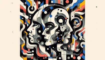Surreal Abstract Faces - A Collage of Psychological Distortion