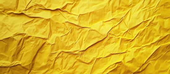 Wrinkled yellow texture background with deep creases positioned evenly, ideal for adding text or images in a vertical layout showcasing subtle depth.