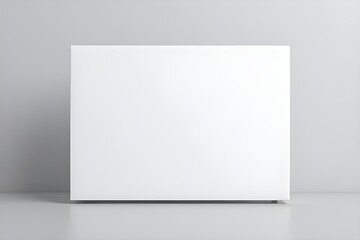 Blank White Rectangular Display Mockup on Gray Background