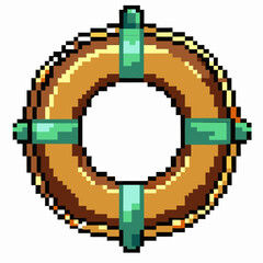 Vintage Pixel Art Lifebuoy  Illustration with Retro 8 Bit Aesthetic