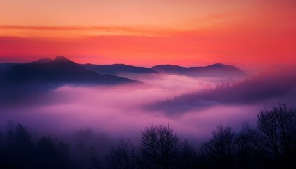 Fototapeta premium Abstract background. Vibrant Coral Plum Fog BG. Mysterious dramatic background. Coral to dark plum transition, soft foggy overlay. Intriguing & moody backdrop.