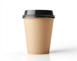 Coffee cup with a black lid on a white background. Isolated on white background