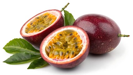 Close-Up of Ripe Passion Fruit on a White Background