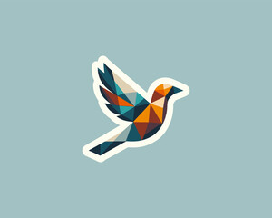Abstract geometric flying bird logo design icon vector illustration.