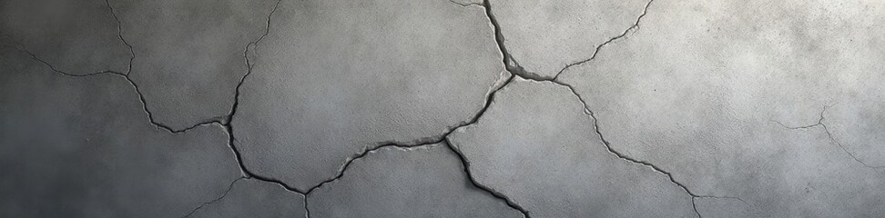 Obraz premium Cracked, heavily textured grey concrete wall, grunge aesthetic, detail, background, surface