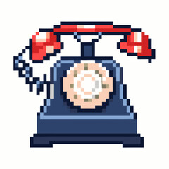 Obraz premium Retro Pixel Art Rotary Telephone Illustration in Vintage Style