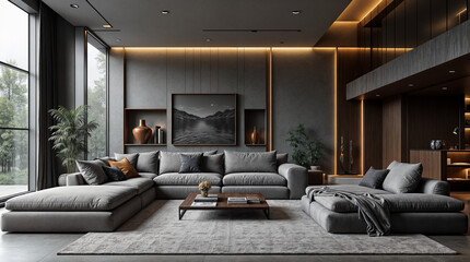 A large living room with a fireplace, a flat screen TV, and a couch