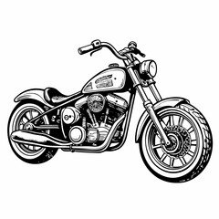 Obraz premium Vintage Motorcycle Illustration Intricate Line Art of a Classic Bike