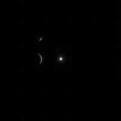  A Quiet, Dark Expanse of Space with Floating Planets and a Distant Glimmering Star